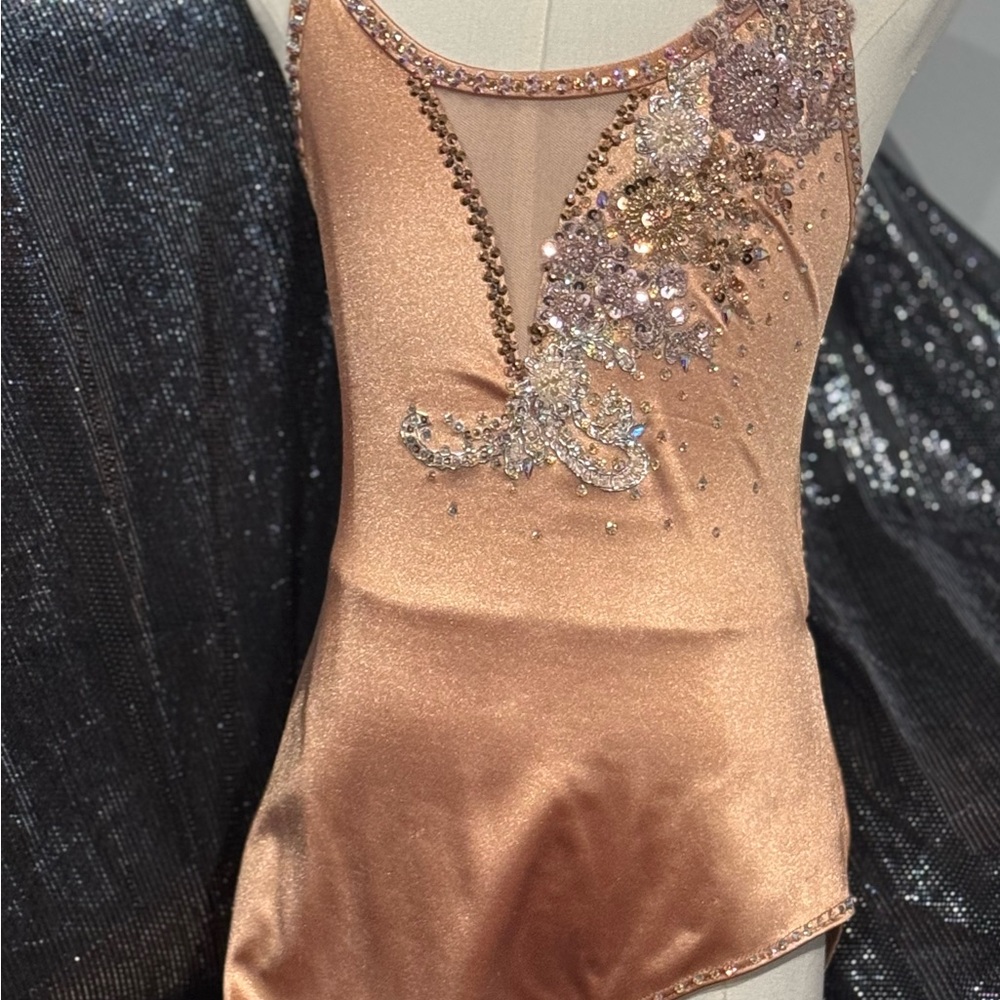 XSA NEW Custom Elegant Satin Embellished Leotard